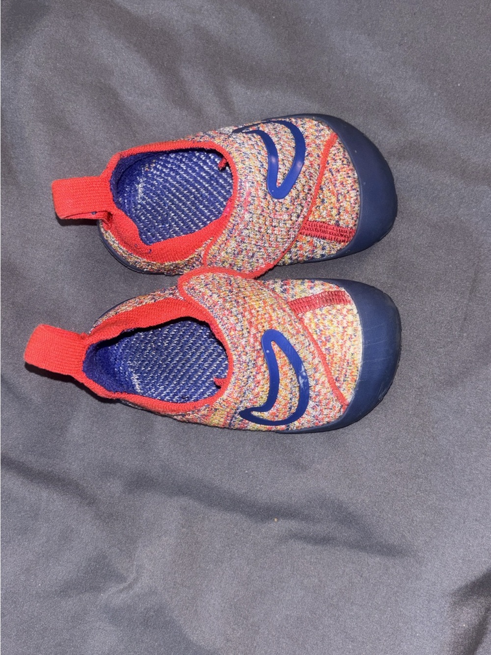 Nike Kids Multicolor Knit Slip-On Shoes with Navy Accents